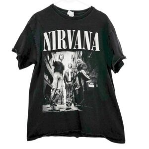 Nirvana Band Graphic T-Shirt Black Delta Pro Weight Mens Large Grunge Rock Tee